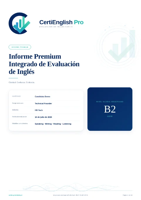 Portada del informe de ejemplo, nivel global B2