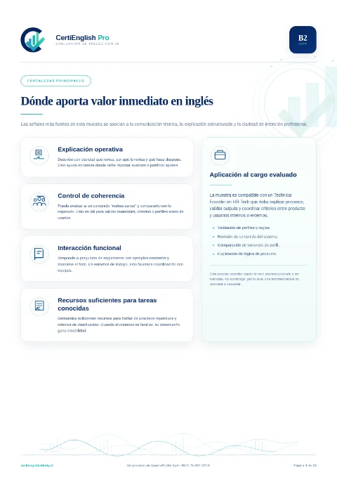 Fortalezas observadas y aplicación al cargo